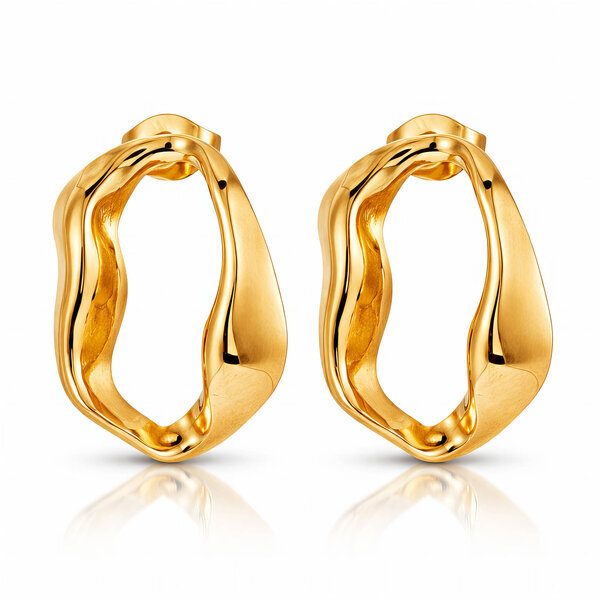 Earrings, 18K Gold Plated Steel