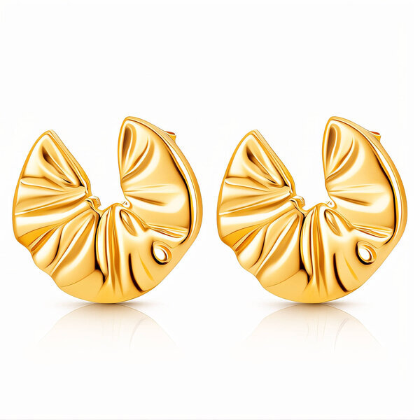 Earrings, 18K Gold Plated Steel