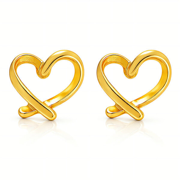 "Hearts" Earrings, 18K Gold Plated Steel