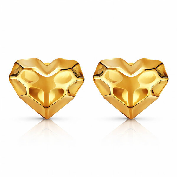 "Hearts" Earrings, 18K Gold Plated Steel