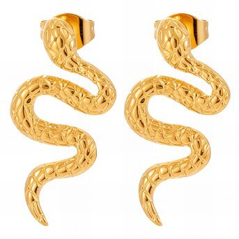 18K gold plated Stainless steel  "Snakes" earrings, Intensity