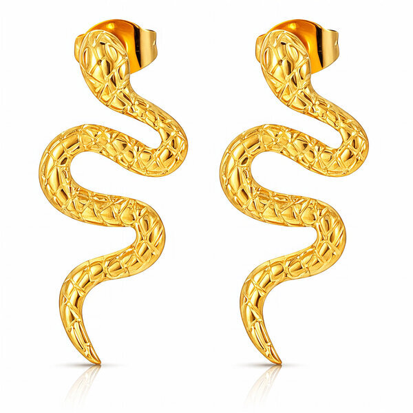 "Snakes" Earrings, 18K Gold Plated Steel