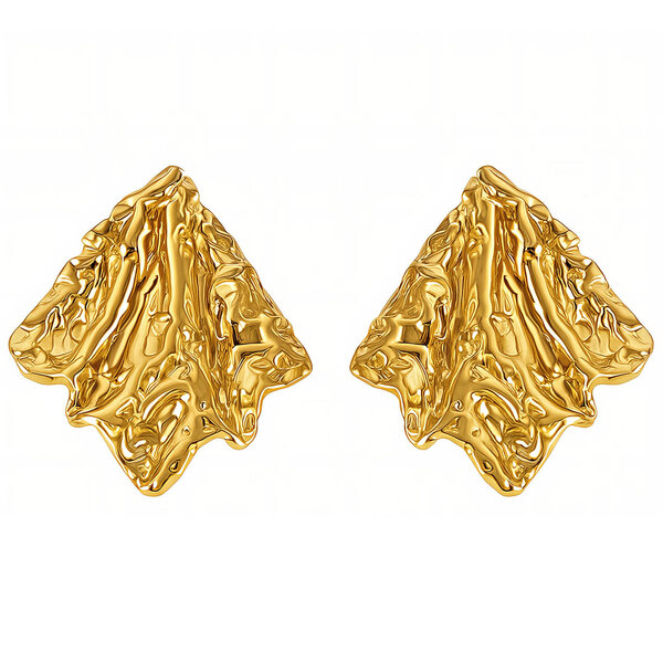 Earrings, 18K Gold Plated Steel
