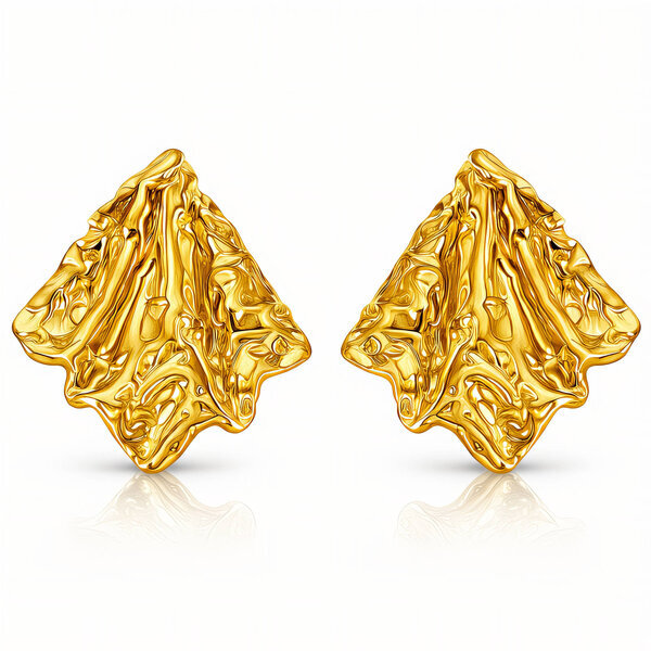 Earrings, 18K Gold Plated Steel