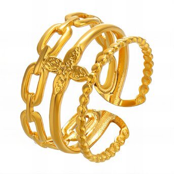 18K gold plated Stainless steel  "Flower" finger ring, Intensity