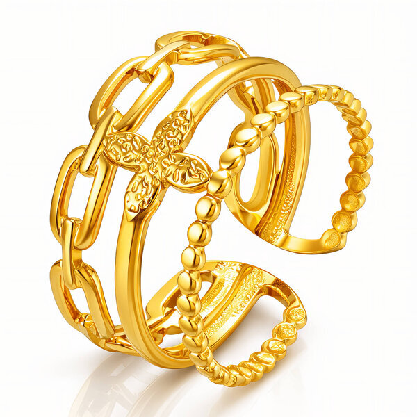 "Flower" Ring, 18K Gold Plated Steel