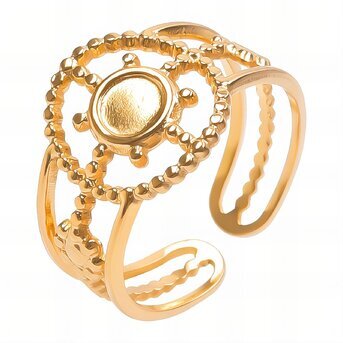 18K gold plated Stainless steel  "Flowers" finger ring, Intensity