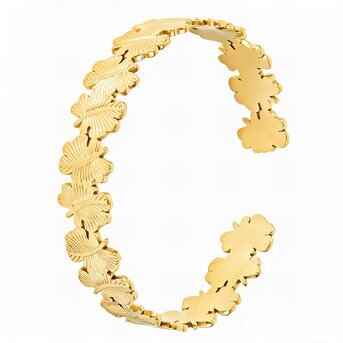 18K gold plated Stainless steel  "Leafs" bracelet, Intensity