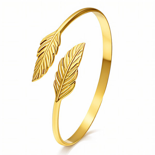 "Leaves" Bracelet, 18K Gold Plated Steel