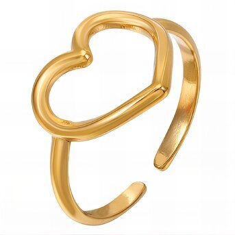 18K gold plated Stainless steel  "Heart" finger ring, Intensity