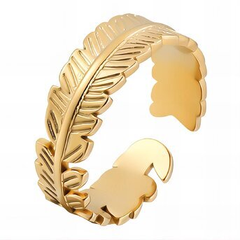 18K gold plated Stainless steel  "Leaf" finger ring, Intensity