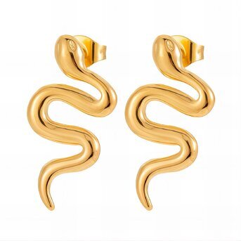 18K gold plated Stainless steel  "Snakes" earrings, Intensity