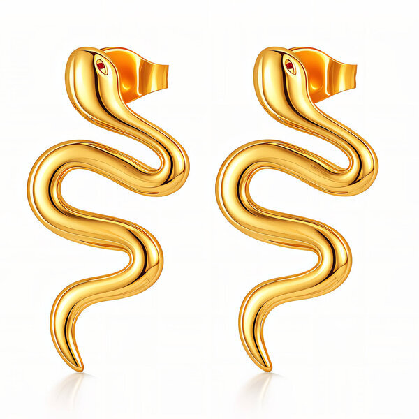 "Snakes" Earrings, 18K Gold Plated Steel