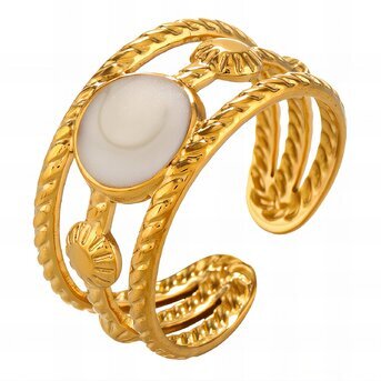 Ring, 18K Gold Plated Steel