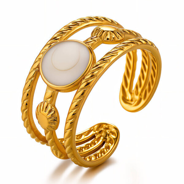 Ring, 18K Gold Plated Steel