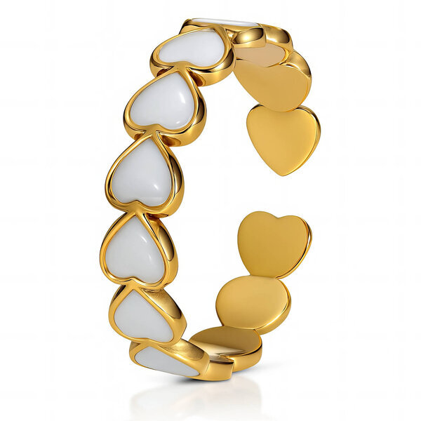 "Hearts" Ring, 18K Gold Plated Steel