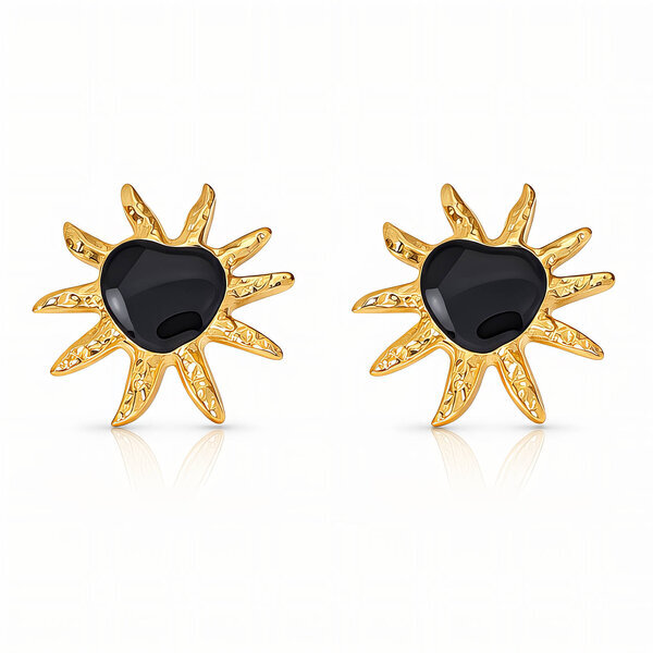 "Sun" Earrings, 18K Gold Plated Steel