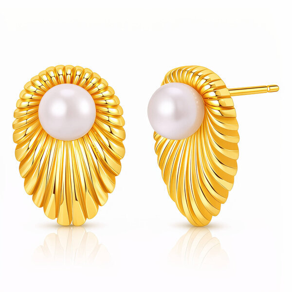 Earrings, 18K Gold Plated Steel