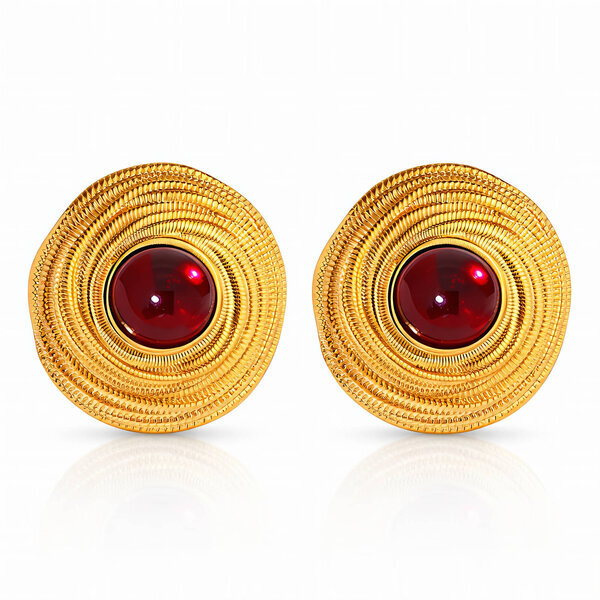 Earrings, 18K Gold Plated Steel