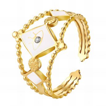 "Evil Eye" Ring, 18K Gold Plated Steel