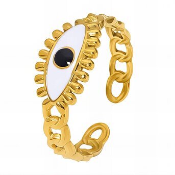 18K gold plated Stainless steel  "Evil Eye" finger ring, Intensity