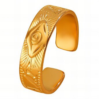 18K gold plated Stainless steel  "Evil Eye" finger ring, Intensity