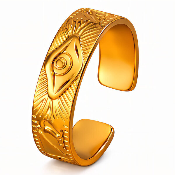 "Evil Eye" Ring, 18K Gold Plated Steel