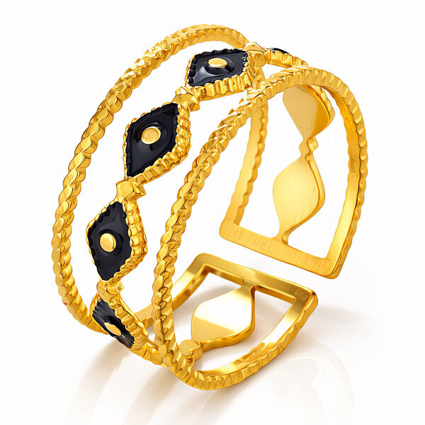 Ring, 18K Gold Plated Steel