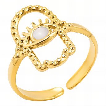 18K gold plated Stainless steel  "Evil Eye" finger ring, Intensity