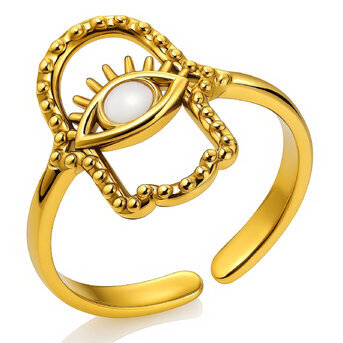 "Evil Eye" Ring, 18K Gold Plated Steel
