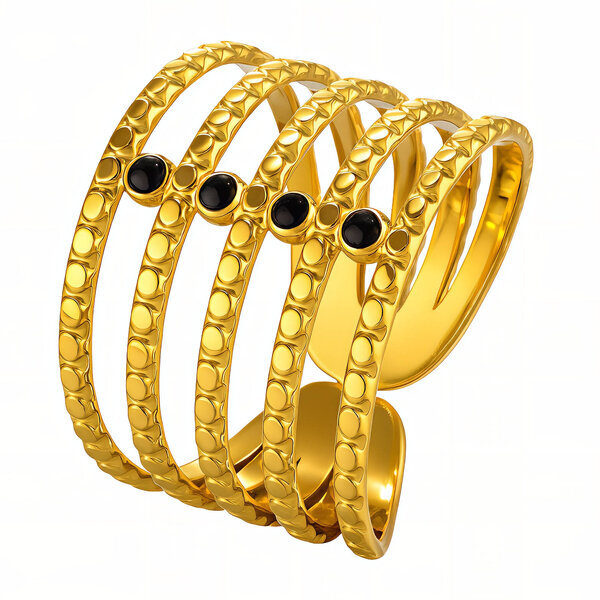 Ring, 18K Gold Plated Steel