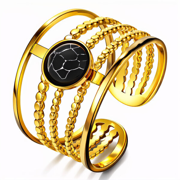 Ring, 18K Gold Plated Steel