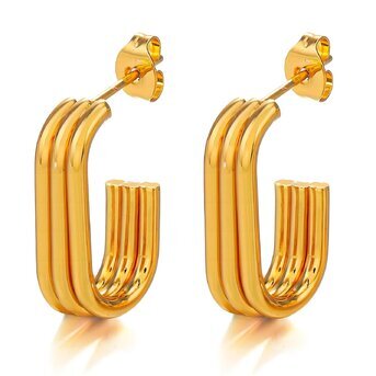 Earrings, 18K Gold Plated Steel
