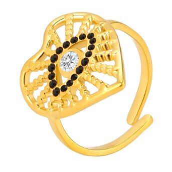 "Evil Eye" Ring, 18K Gold Plated Steel