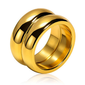 Ring, 18K Gold Plated Steel