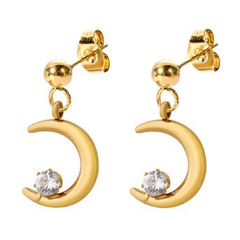 18K gold plated Stainless steel  "Crescent moon" earrings, Intensity