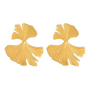 18K gold plated Stainless steel  "Ginkgo leaf " earrings, Intensity