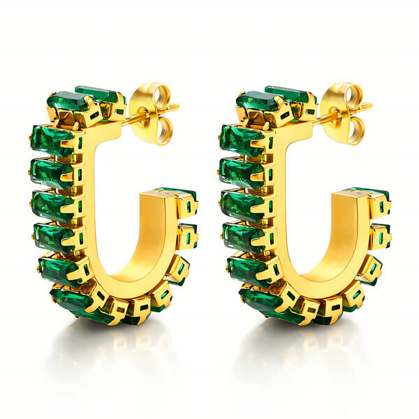 Earrings, 18K Gold Plated Steel