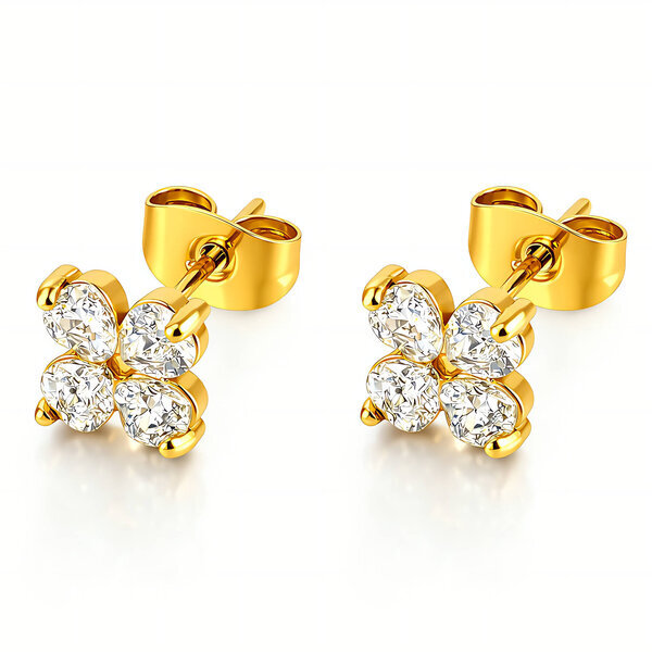 Earrings, 18K Gold Plated Steel