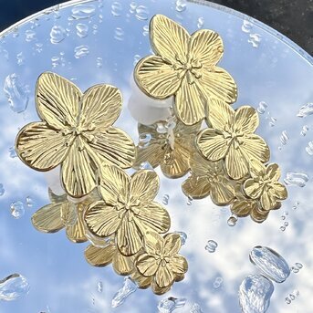 18K gold plated Stainless steel  "Flowers" earrings, Intensity