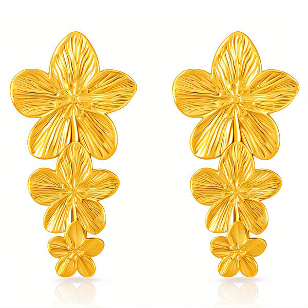"Flowers" Earrings, 18K Gold Plated Steel