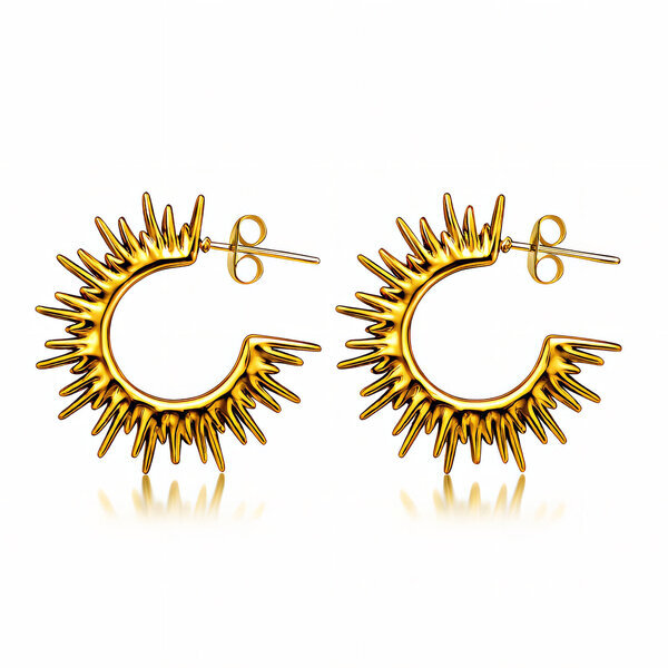 Earrings, 18K Gold Plated Steel
