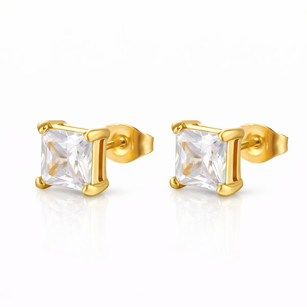 Earrings, 18K Gold Plated Steel