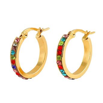 Earrings, 18K Gold Plated Steel