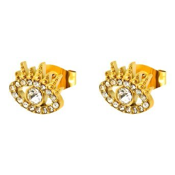 18K gold plated Stainless steel  "Evil Eyes" earrings, Intensity