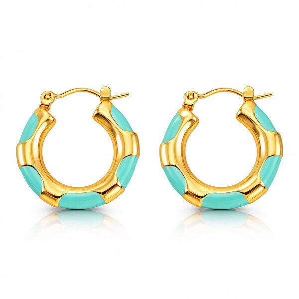 Earrings, 18K Gold Plated Steel