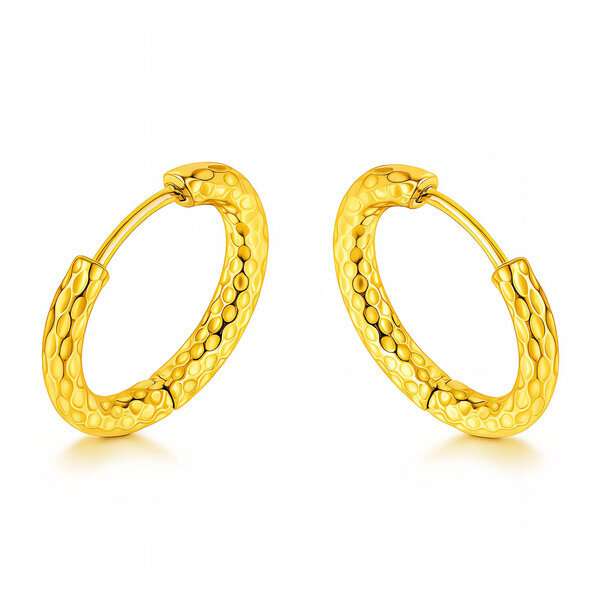 Earrings, 18K Gold Plated Steel