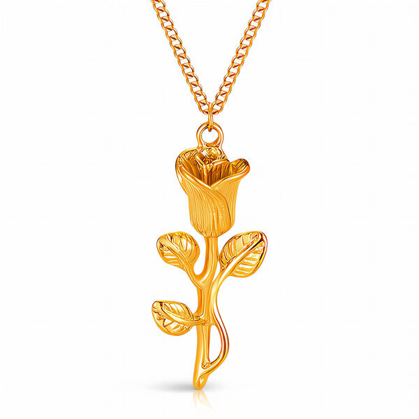 "Flower" Necklace, 18K Gold Plated Steel