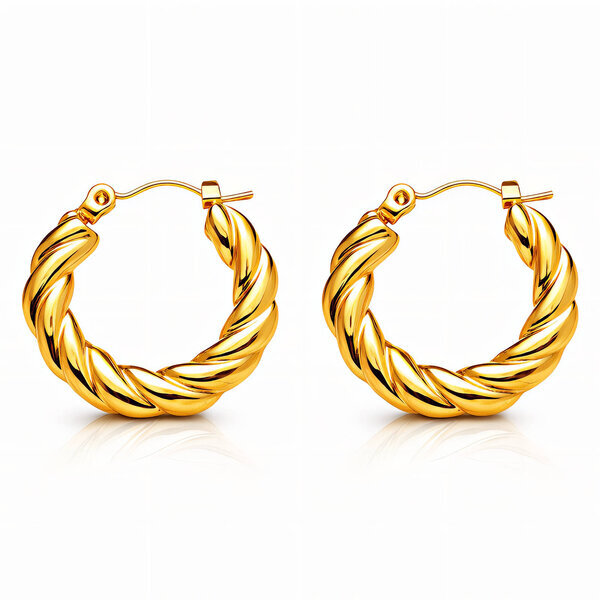Earrings, 18K Gold Plated Steel