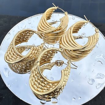 18K gold plated Stainless steel earrings, Intensity